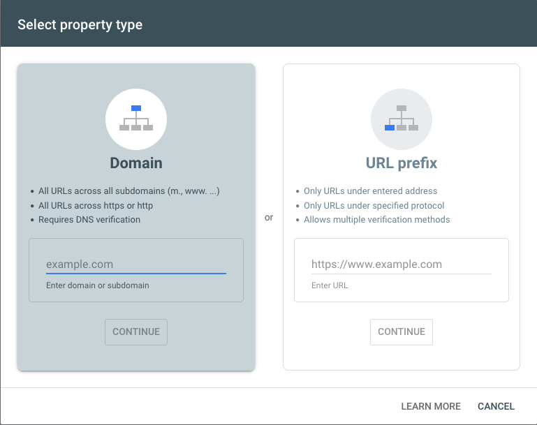 add new website to Google Search Console 